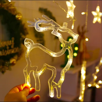 3,5 m 220V 8 Režime Opony String Svetlá, Plastové Vianočné Dekoratívne Lampy Elk Bell Lampa EÚ Plug Festival Nový Rok Party Svetlá
