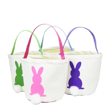 Nové Štýly Veľká Noc Bunny Králik Plátno Kôš Juty Tote Bag Veľkonočné Vedro Pre Dieťa Šťastné Veľkonočné Dekorácie