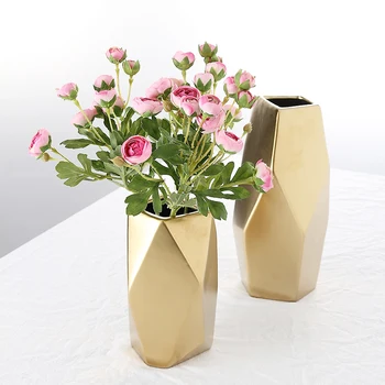 Zlato Geometrické Kvetinové Vázy Vrchol Vázy Domova Veľká Váza Pre Obývacia Izba