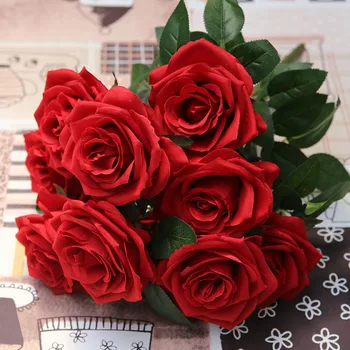Umelé Kvety Ruže Hodváb Kytice 10 Veľkú Hlavu 11 Farba Falošné Kvety pre Domáce Svadobné Dekorácie vnútorné