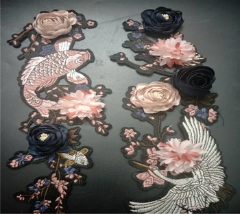 1pair Vyšívané 3D kvet patch nášivka na oblečenie vintage kvetinový šitie na doplnky, dekorácie patch plavidlá