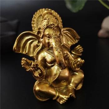 Zlato Ganeš Sochu Budhu Indický Slon Boh Sochy Živice Ganesh Figúrky Ozdoby Domov Záhradné Dekorácie Sôch Budhu
