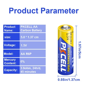 100KS PKCELL aa batérie R6P 1,5 V Super Heavy Duty Batérie Oxidu Zinku AA na Jedno Použitie, Suché Batérie Batérie pre flash holiace strojčeky