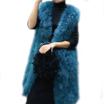 Dlho turecko pierko kožušiny vesta jesenné a zimné dámske bez rukávov slim farbou tvaru pštrosie perie vestu žena