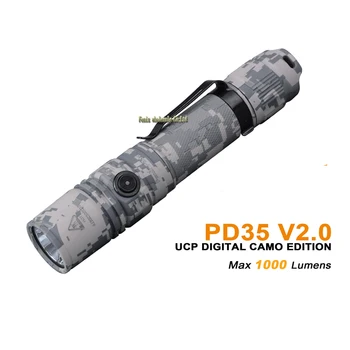 2018 Nový FENIX PD35 V2.0(Digital Camo) Cree XP-L HI V3 LED 1000 lumenov Taktická Baterka