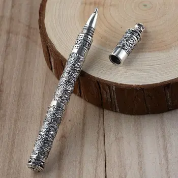 S925 strieborná klasická Thajská strieborné pero, mužov darček, štúdia kaligrafie darček, písanie, sľubný strieborné pero