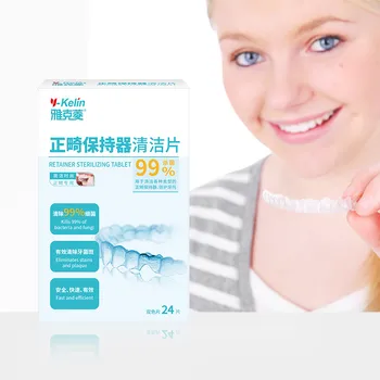 Y-Kelin Držiak Čistiace Tablety 72 karty (24 Karty*3 pack) orthodontics zubnú prístroj držiak traky z úst stráže čistiaci prípravok