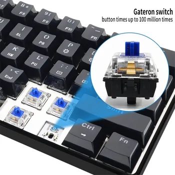 Os 61 Kľúč Hry Gateron Prepínač RGB Hra Mechanická Klávesnica Optická Os Môže USB Typ-c Vkladá Kábel Mechanické IP68