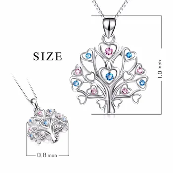 YFN 925 Sterling Silver Náhrdelník Stromu Života, Prívesky, Náhrdelníky Láska Srdce Vzor Očarujúce Crystal Strieborné Šperky Pre Ženy