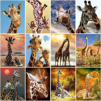 5D Diamond Maľovanie Cross Stitch DIY Žirafa Plné Kolo Vŕtať Daimond Výšivky Drahokamu Súpravy Mozaiky Zvierat Wall Art