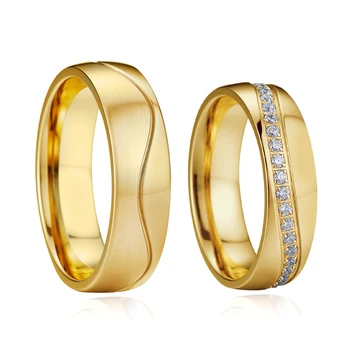 Luxusné talianske cz pár svadobný prsteň súpravy pre mužov a ženy nehrdzavejúcej ocele kamenný kruh anel de ouro bague mariage anillos