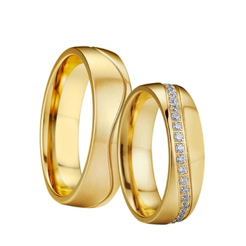 Luxusné talianske cz pár svadobný prsteň súpravy pre mužov a ženy nehrdzavejúcej ocele kamenný kruh anel de ouro bague mariage anillos