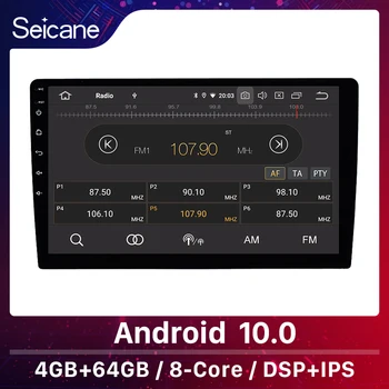 Seicane Jeden Din Android 10.0 IPS Universal Car Multimedia Player 10.1 palcový 4+64GB GPS Stereo Podporu rds Spätné kamery TPMS