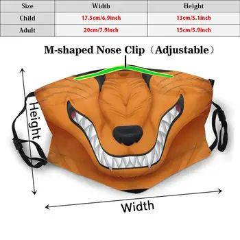 Demon Fox Maska Na Ústa Vytlačiť Opakovane Pm2.5Filter Fox Demon Deviatich Chvosty Japonskom Anime Mytológie Maska na Tvár Masku Chlpaté Kitsune
