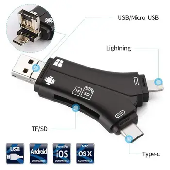 4 V 1 I pamäťovú Jednotku USB Typu C, Mikro SD&TF Card Reader Adaptér pre IPhone Pro 11 X Max 5 6 7 8 pre IPad, Macbook Android