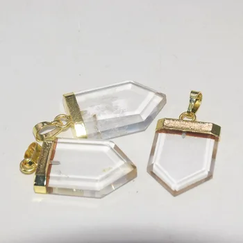 Prírodné Jasné, Kryštál Kremeňa Kameň Prívesok pre ženy šperky čo štít 2020 charms Zlato Spp Rock Crystal šípky hlavu gem