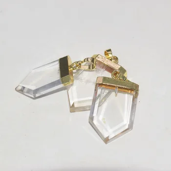 Prírodné Jasné, Kryštál Kremeňa Kameň Prívesok pre ženy šperky čo štít 2020 charms Zlato Spp Rock Crystal šípky hlavu gem
