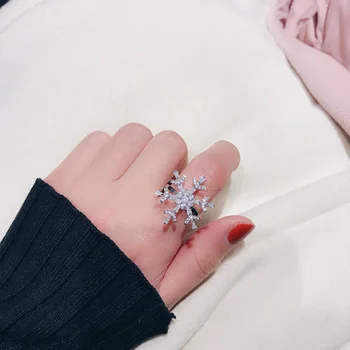 Kreatívne Vírivky Snowflake Nastaviteľná Veľkosť Krúžku Romantické Šperky pre Ženy Valentína Darček