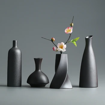 Moderné Keramické Vázy tvorivé black Stola Vázy thydroponic nádoby, kvetináče Domova remesiel Svadobné dekorácie