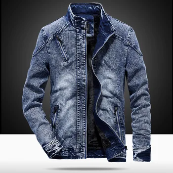 2020 Mužov je Nové Jesenné a Zimné Trend Slim Vintage Denim Jacket Mládež Stojan Golier Šitie Bežné Denim Jacket