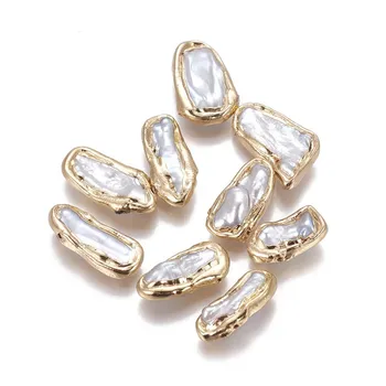 5 ks Prírodné Keshi Pearl Korálky pre šperky robiť, Nucleated Pearl, Zlaté Á, Nugety,Zlaté F60