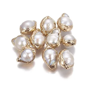 5 ks Prírodné Keshi Pearl Korálky pre šperky robiť, Nucleated Pearl, Zlaté Á, Nugety,Zlaté F60