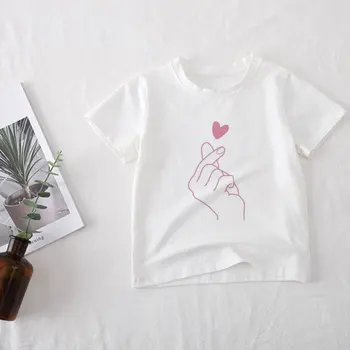 Novinkou roku 2020 Nové Dievčenské Tričko Love Tep Listy Teplo Dizajn Chlapec Dievča Oblečenie Tričko Harajuku Chlapci Tričká Unisex 24M-9T