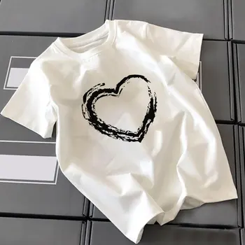 Novinkou roku 2020 Nové Dievčenské Tričko Love Tep Listy Teplo Dizajn Chlapec Dievča Oblečenie Tričko Harajuku Chlapci Tričká Unisex 24M-9T