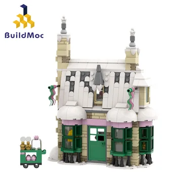 BuildMoc Mesto Tehly Honeydukesss cukrárňou-SP001 Moc-46627 Film Harry Candy House Model stavebným Hračka Detí, Darček