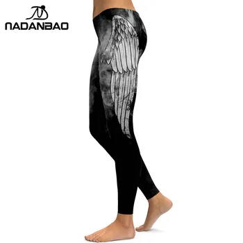 NADANBAO Nové Anjel Diabol Krídla Legíny Ženy 3D Vytlačené Biely Anjel Diabol Krídla Fitness Leggins Mujer Nohavice Elastické Nohavice