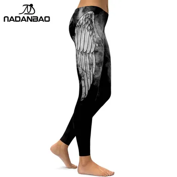 NADANBAO Nové Anjel Diabol Krídla Legíny Ženy 3D Vytlačené Biely Anjel Diabol Krídla Fitness Leggins Mujer Nohavice Elastické Nohavice