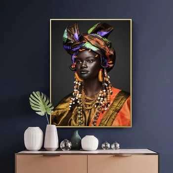 Africké Čierne Ženy Obrázok Plátno na Maľovanie Moderné Národné Štýl Wall Art Plagáty a Potlačou obrazov na Stenu pre Obývacia Izba Dekor