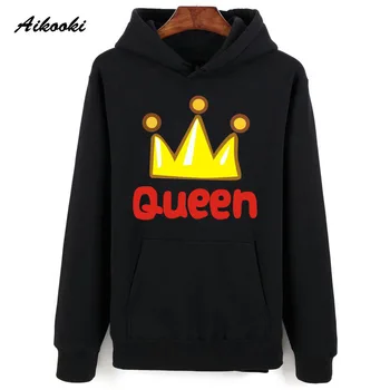 Aikooki Kráľ a Kráľovná Mikiny, Mikiny Muži Ženy King&queen Bežné Hoodies Jeseň Páry Coats Polluvers Chlapci/dievčatá Móda