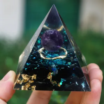 Ručné Ametyst Crystal Oblasti Orgonite Pyramídy 60 MM S Obsidian Orgone Reiki Energie Liečivý Kryštál Orgone