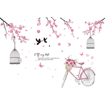 [shijuekongjian] Kvet Birdcage Samolepky na Stenu DIY Flamingo Zvierat Stenu pre Dom Obývacia Izba Deti Spálne Dekorácie