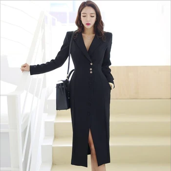 Elegantný Oblek, Šaty 2020 Leto, Jeseň Šaty Nové kórejské Ženy Dámy Štíhle Prímestských Temperament Dlhý Oblek Šaty Jedinečné OL Šaty