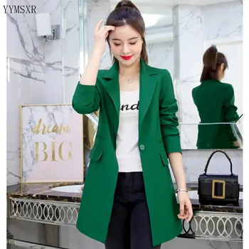 2020 kórejských žien vyhovovali žien bunda Bežné slim farbou strednej dĺžky žien bunda, kabát dámske sako na jar a na jeseň