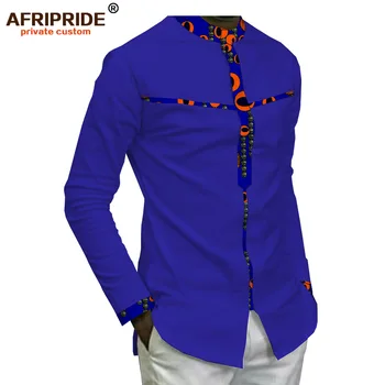 2019 jar afriky dashiki bežné tričko pre mužov AFRIPRIDE bazin richi celý rukáv singel svojim pánske bavlnené tričko A1812009