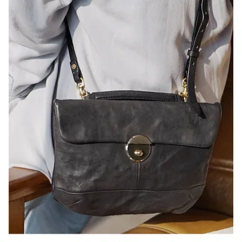 EUMOAN Ručné retro taška cez rameno, dámske kožené sklonom taška, ručné jednoduchý messenger taška