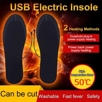 1Pair Cuttable Poháňané Elektricky Vyhrievané Obuvi Vložky Nohy Teplejšie Zimné USB Nabíjačka, Kúrenie Stielka Pre Vonkajšie Lyžovanie, pešia Turistika