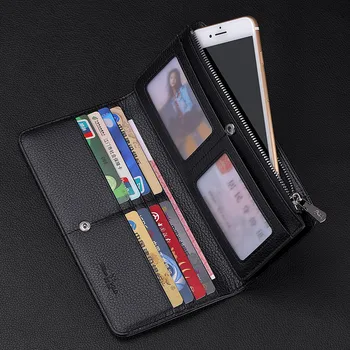 WILLIAMPOLO pánske dlhé RFId peňaženky vysoko kvalitné kožené peňaženky, kreditné karty, držiak na kabelky dlho peňaženky