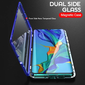 Magnetické puzdro Pre Huawei Mate 30 Pro Mate 20 P30 P40 P20 Lite 10 Česť 8X 9X P Smart Z obojstranné Tvrdeného Skla Kryt EEMIA