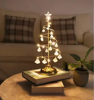 Klasické LED Vianočný Stromček Stolové Svietidlo Crystal Stôl Dekor Svetlo Spálňa Vianočný Darček Teplé Biele Stolové Osvetlenie Dovolenku Osvetlenie