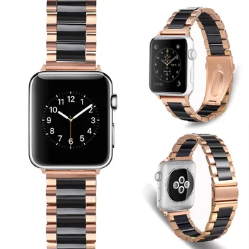 Pre designe apple hodinky kapela 38 mm/40 mm/42mm/44 mm Nerezové Tri Guľôčky Keramické Pásik, Kovové Reťaze Popruh pre iwatch pásma