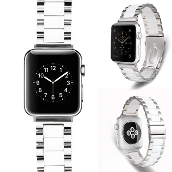 Pre designe apple hodinky kapela 38 mm/40 mm/42mm/44 mm Nerezové Tri Guľôčky Keramické Pásik, Kovové Reťaze Popruh pre iwatch pásma