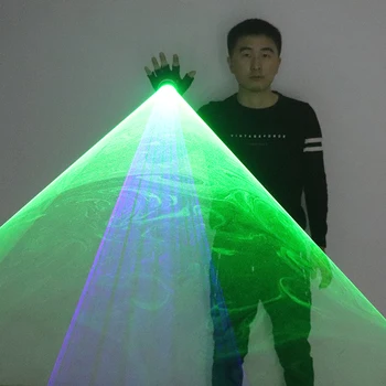 Nový Modrý Zelený Laser Rukavice DJ Tunel Efekt Auto Rotujúci Vír Laser Rukavice Multicolour LED Svietiace Doplnky Kostýmy