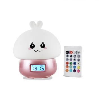 Králik Budík, Záznamník Dotyk Lampa Diaľkové Ovládanie RGB LED Nočné Svetlo USB Silikónové Bunny Čítanie pre Deti detský Baby Darček