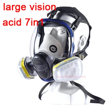 7 v 1 Plynová Maska, 6800 Silikónové Respirátor 6002 Filtre Kyseliny Kazeta pre Farby Pesticídov Sprej Laboratórne Zváranie, Chemické Dymu