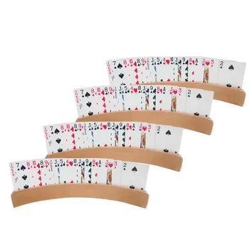 4PCS/Set Drevené Oblúkové Hracie Karty, Držiak na Zakrivené Hry Držiteľa Karty Na Poker Karty Hry
