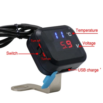 Sclmotos - 2 Funkcie Motocykel USB Teplota Vody Ručička Teplomeru + Voltové Napätie Prierez Meter KOSO Meter Univerzálny Moto